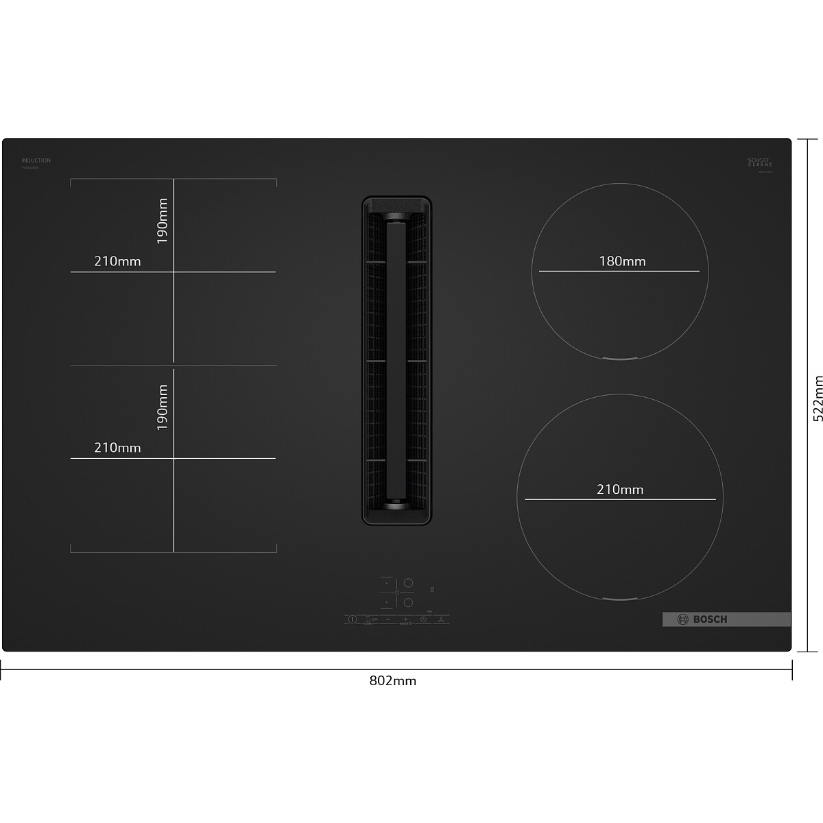 plyta indukcyjna zintegrowana z okapem bosch serie 4 pvs81ab16e wymiary