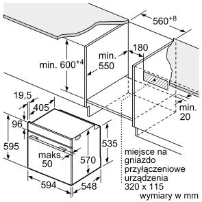 piekarnik parowy siemens iq300 hr232geb3 rysunek techniczny 1