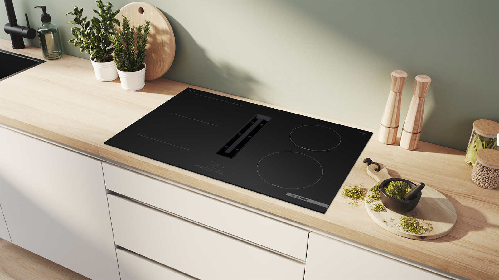 plyta indukcyjna zintegrowana z okapem bosch serie 4 pvs81ab16e aranzacja